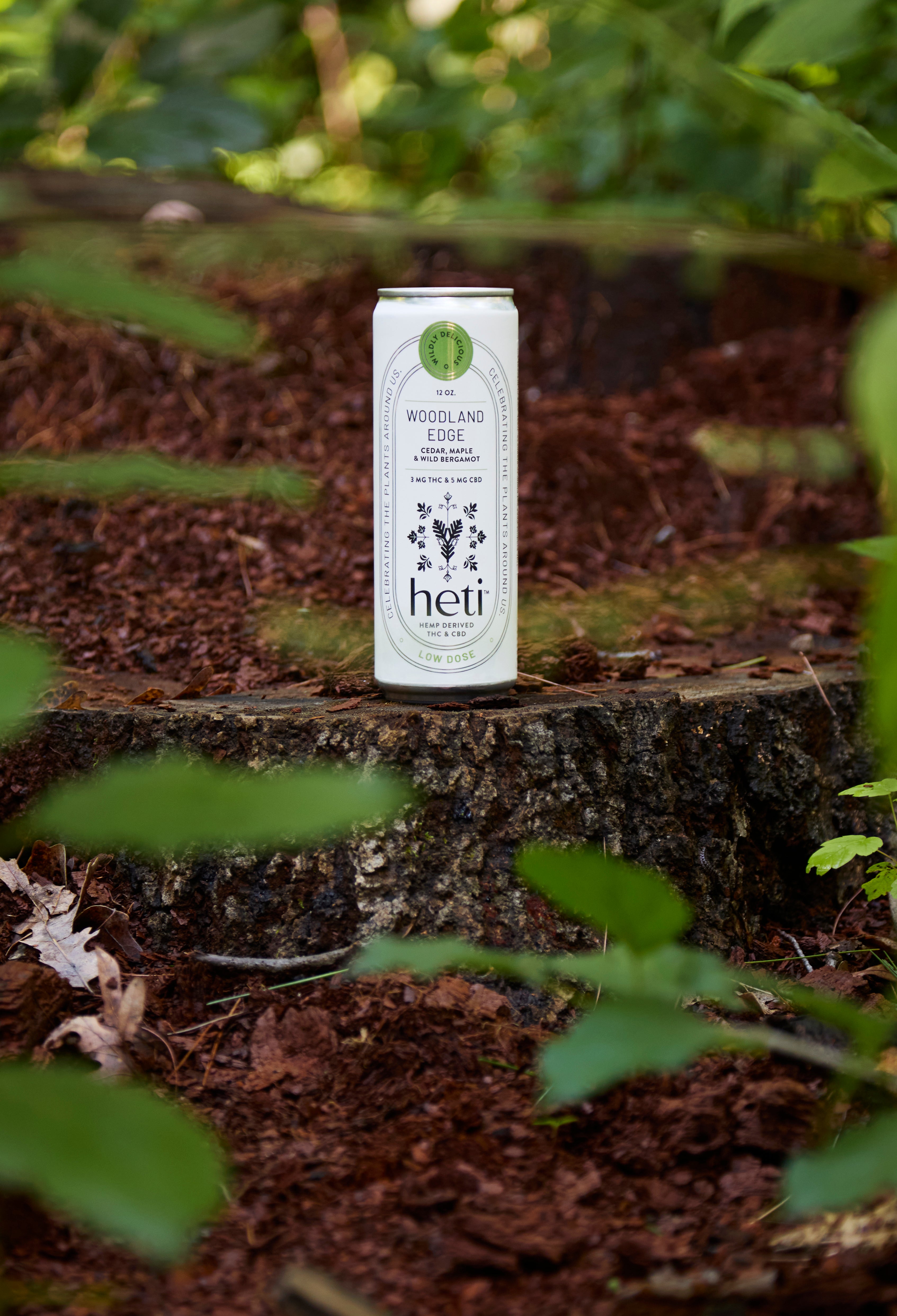 Heti CBD & THC Beverage in flavor Woodland Edge is Cedar, Maple, and Wild Bergamot.