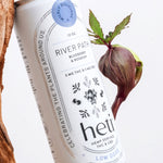 Heti CBD & THC beverage can in flavor River Path which is blueberry and rosehip.