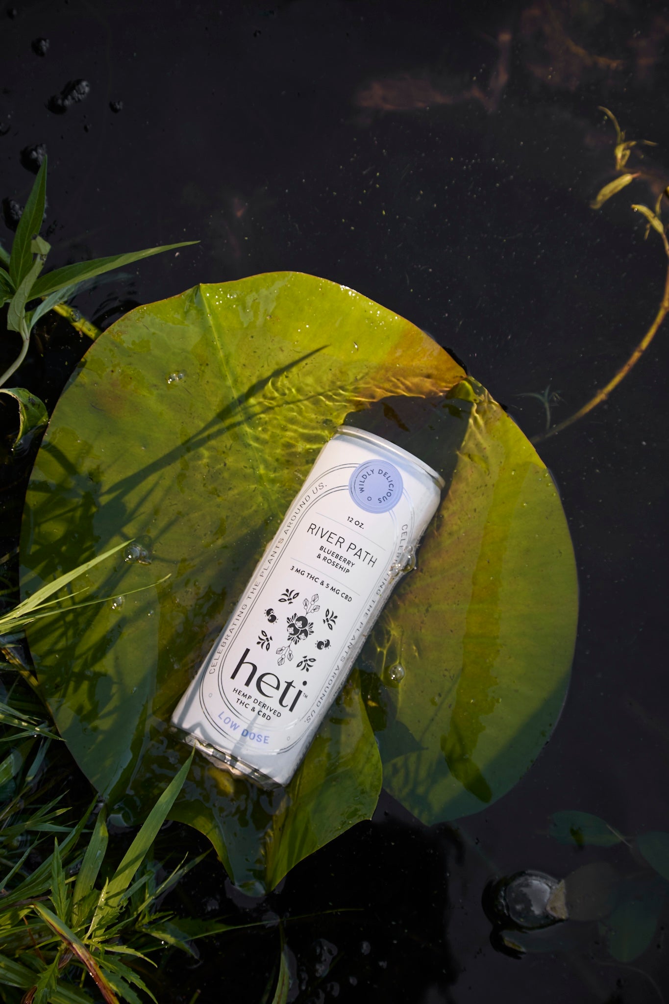 Heti cannabis beverage in flavor River Path which is blueberry and rosehip.