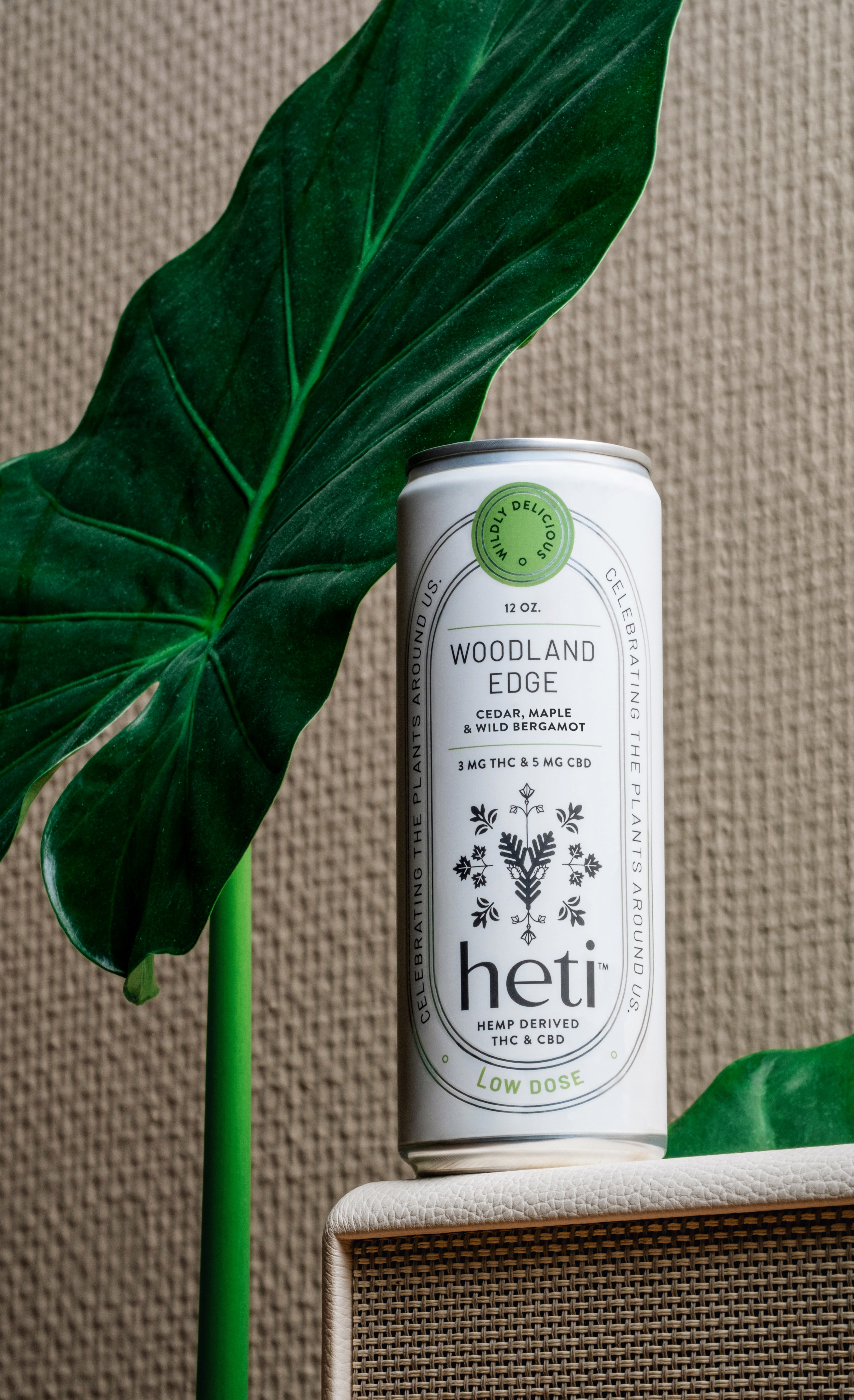 Heti CBD & THC Beverage in flavor Woodland Edge is Cedar, Maple, and Wild Bergamot.